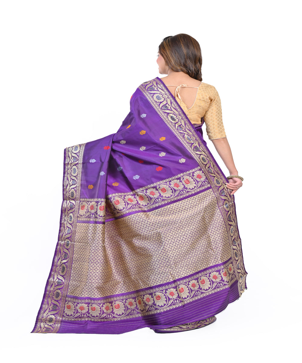 Navy blue baluchari silk handwoven saree