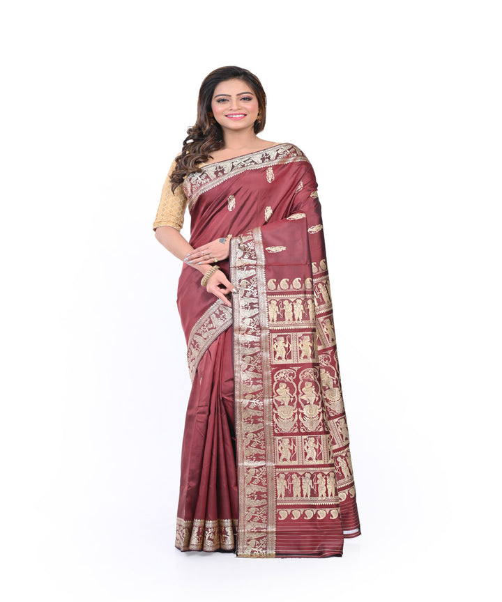 Brown hand woven baluchari silk saree