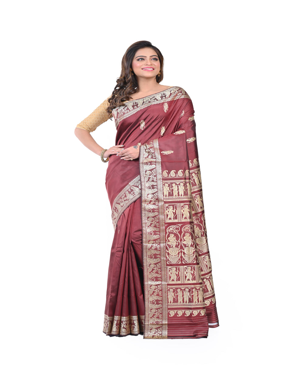 Brown hand woven baluchari silk saree