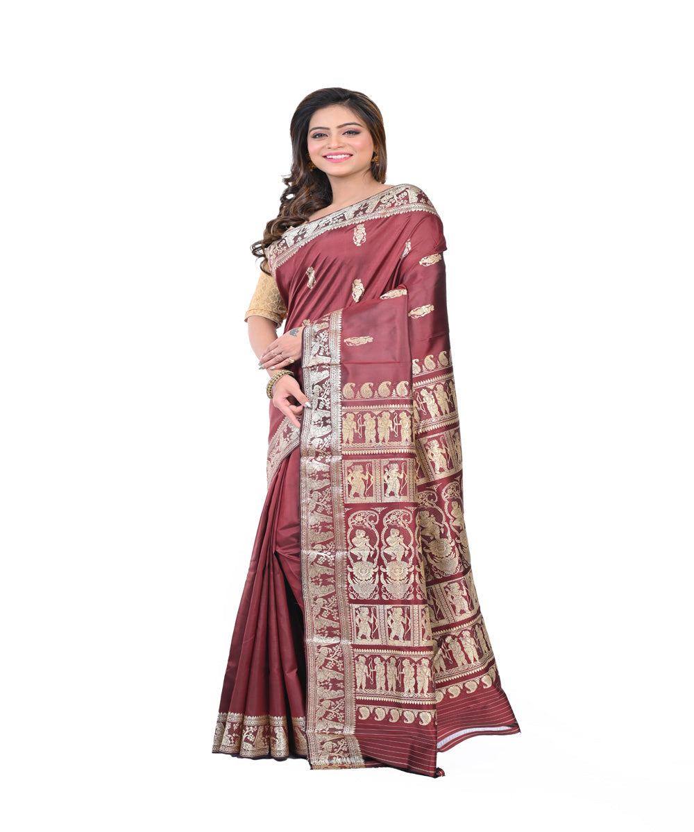 Brown hand woven baluchari silk saree