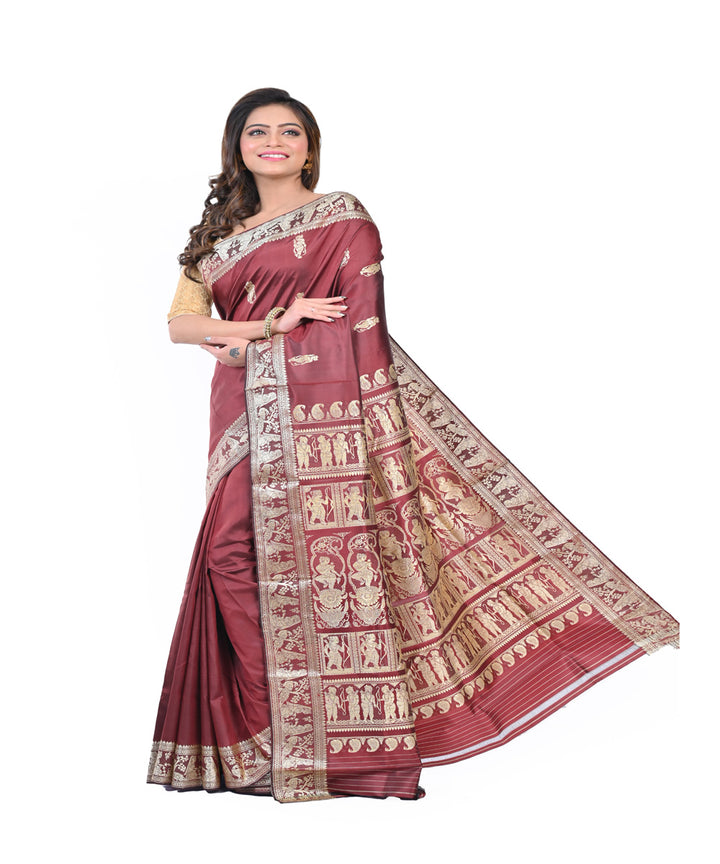 Brown hand woven baluchari silk saree