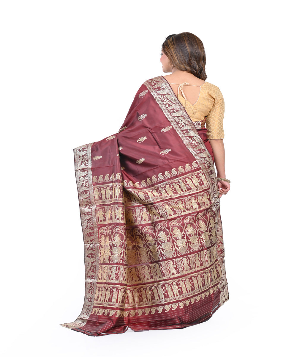 Brown hand woven baluchari silk saree