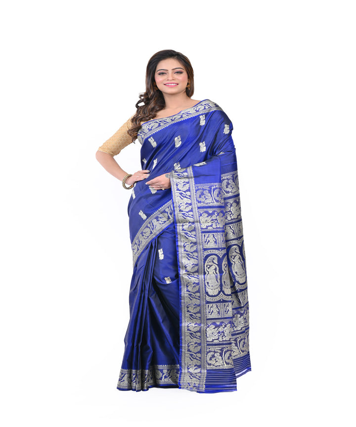 Navy blue handloom baluchari silk saree