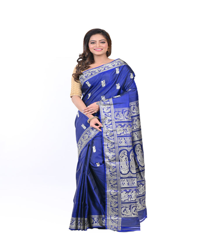 Navy blue handloom baluchari silk saree