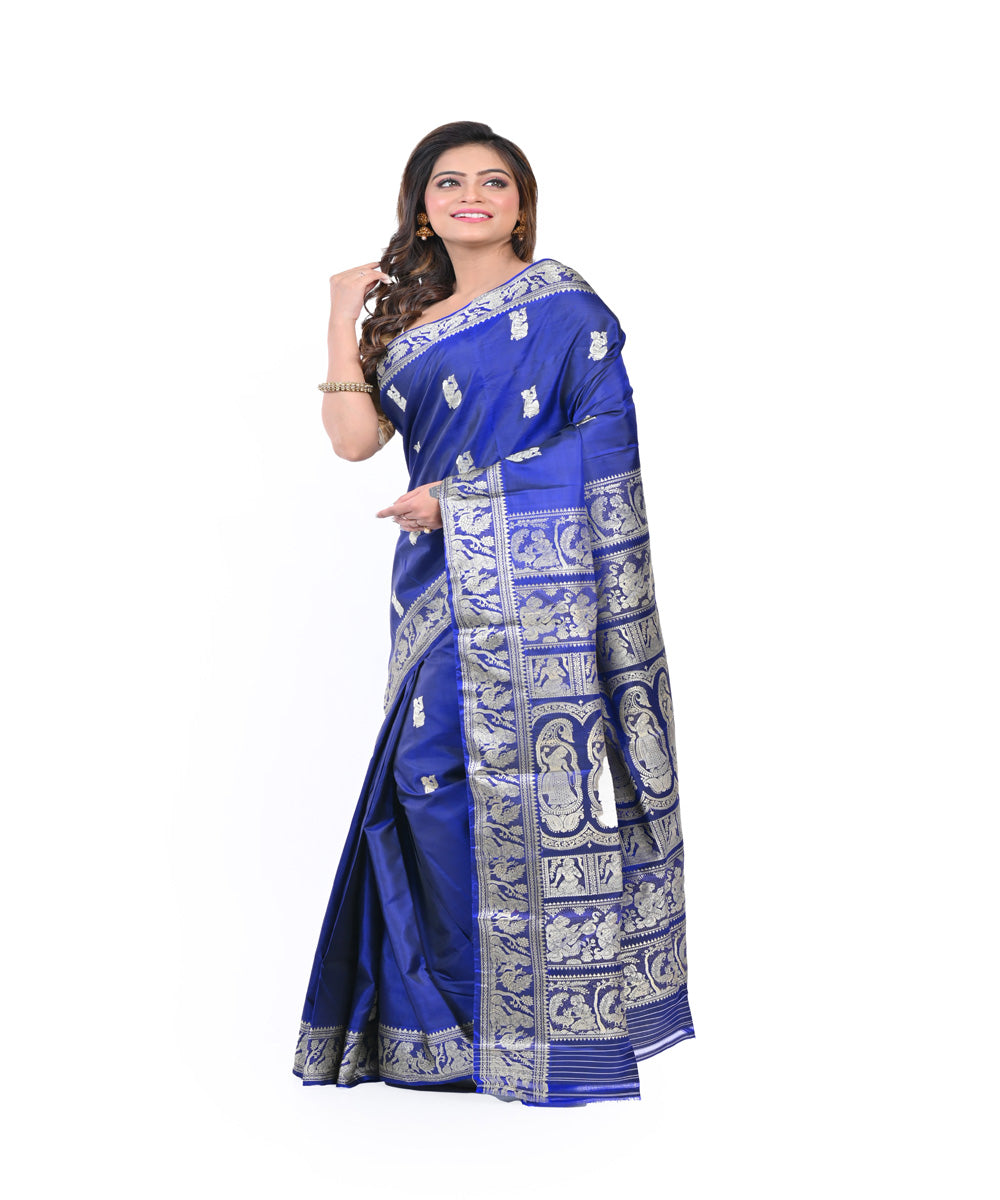 Navy blue handloom baluchari silk saree