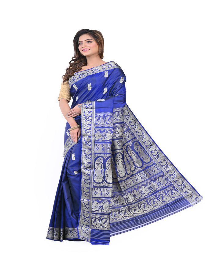 Navy blue handloom baluchari silk saree