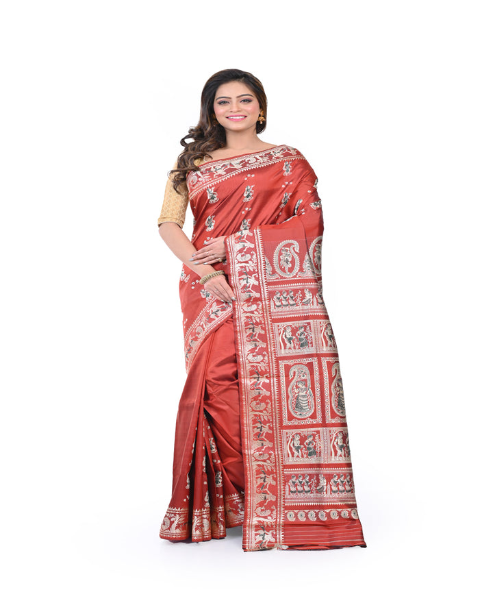 Brown handloom baluchari silk saree