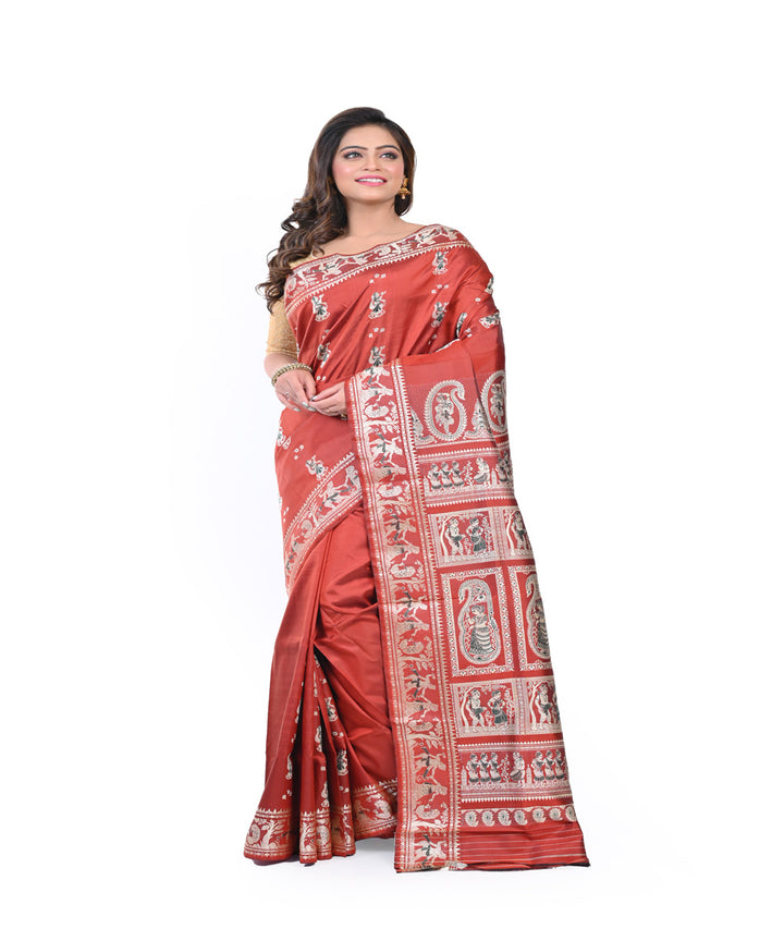 Brown handloom baluchari silk saree