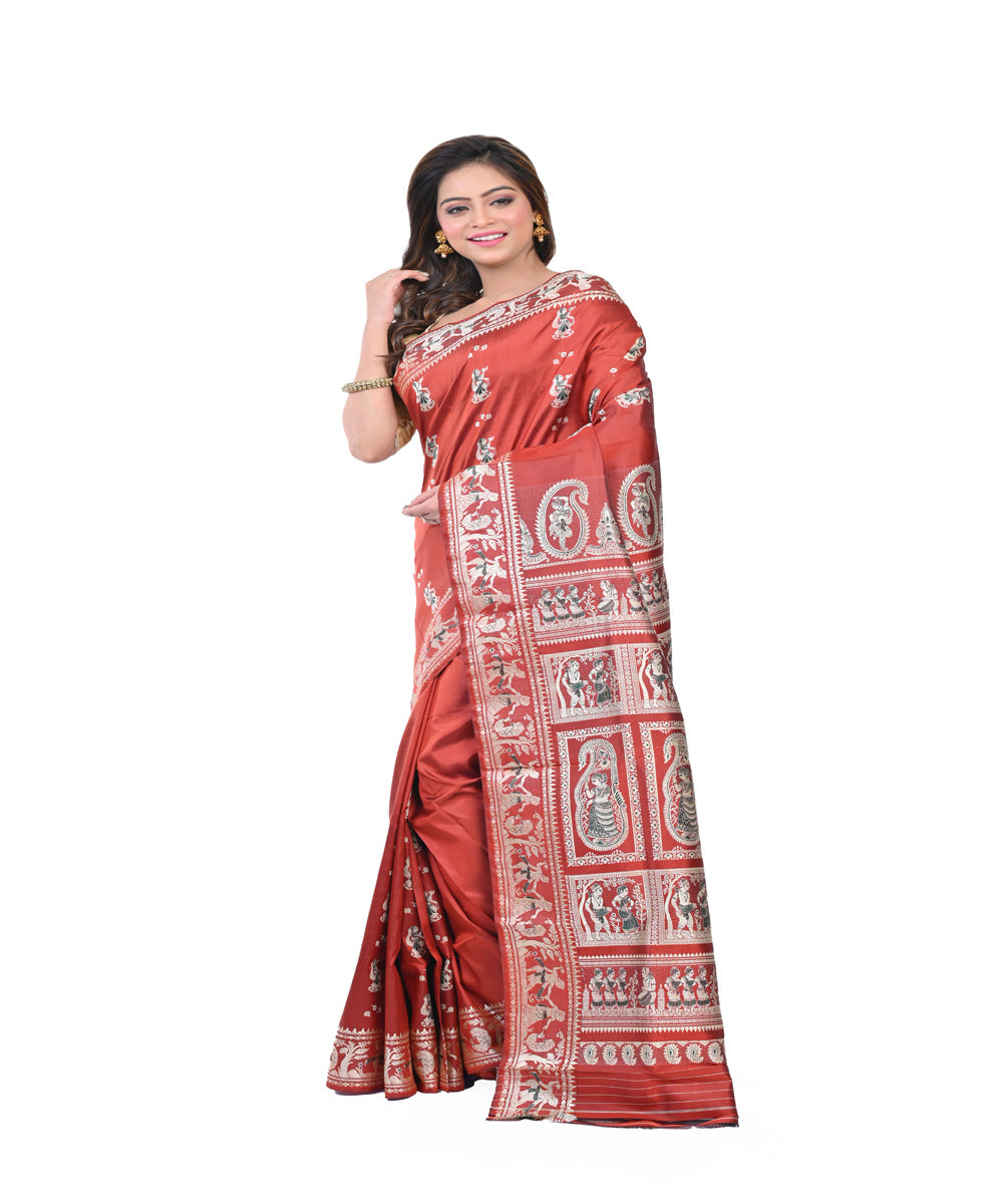 Brown handloom baluchari silk saree