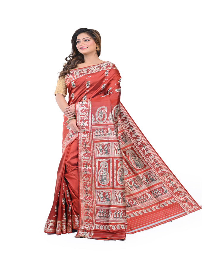 Brown handloom baluchari silk saree