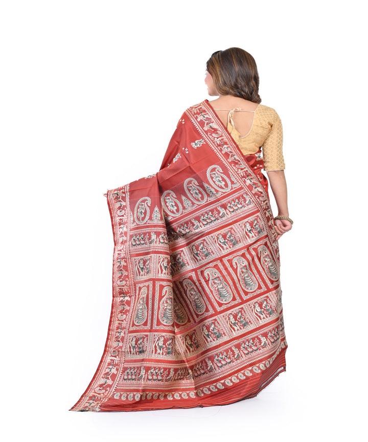 Brown handloom baluchari silk saree