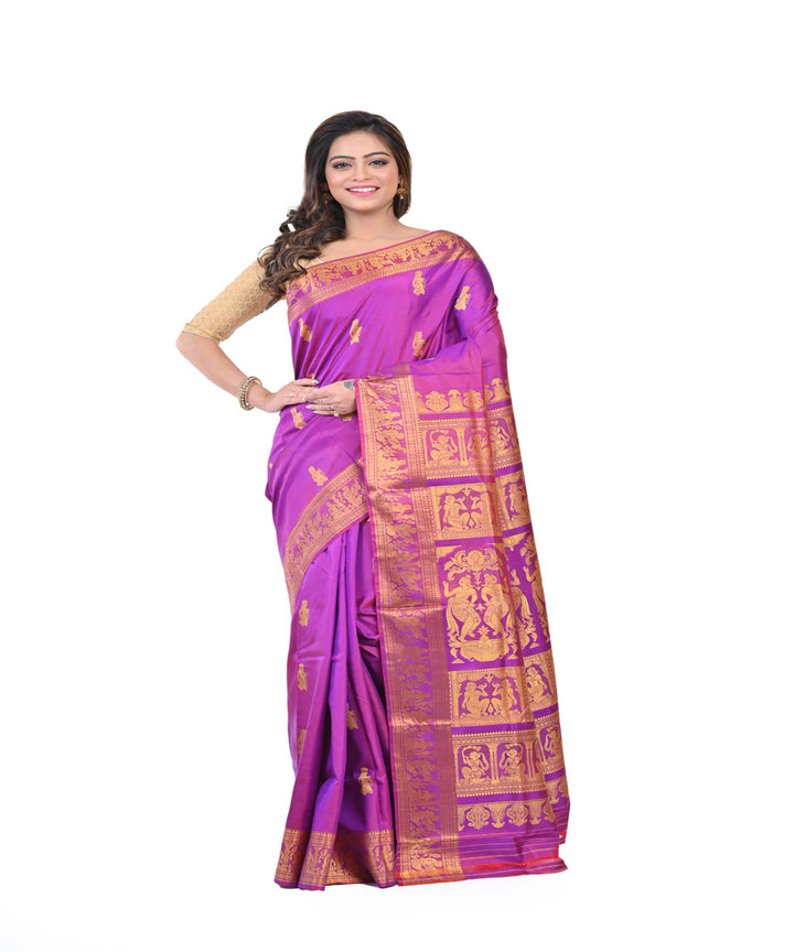 Purple handwoven baluchari silk saree