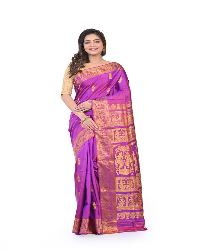 Purple handwoven baluchari silk saree