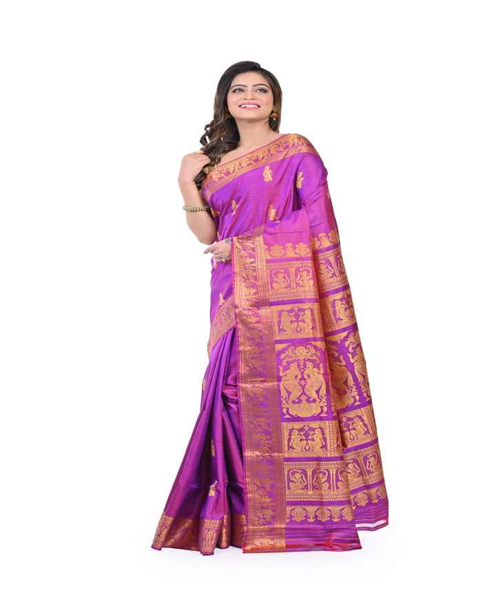 Purple handwoven baluchari silk saree