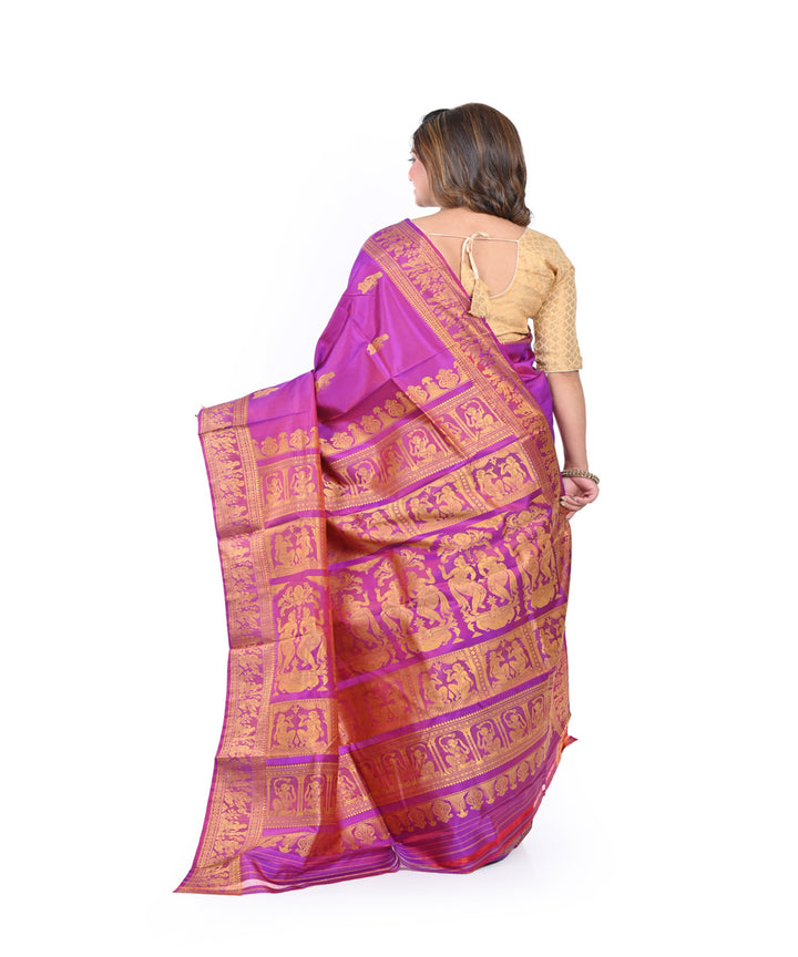 Purple handwoven baluchari silk saree