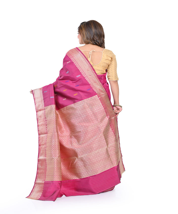 Pink handwoven baluchari silk saree