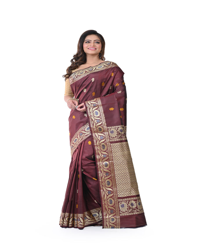 Brown silk handwoven baluchari saree