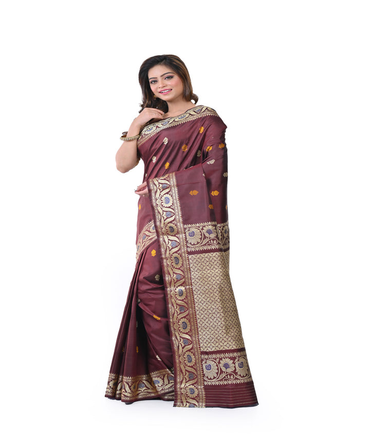 Brown silk handwoven baluchari saree