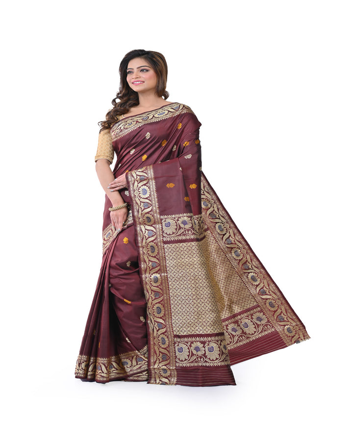 Brown silk handwoven baluchari saree