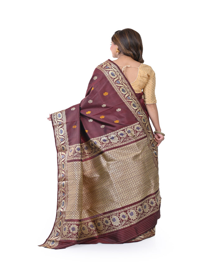 Brown silk handwoven baluchari saree