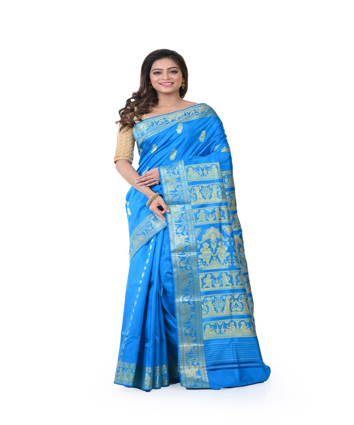 Sky blue hand woven baluchari silk saree