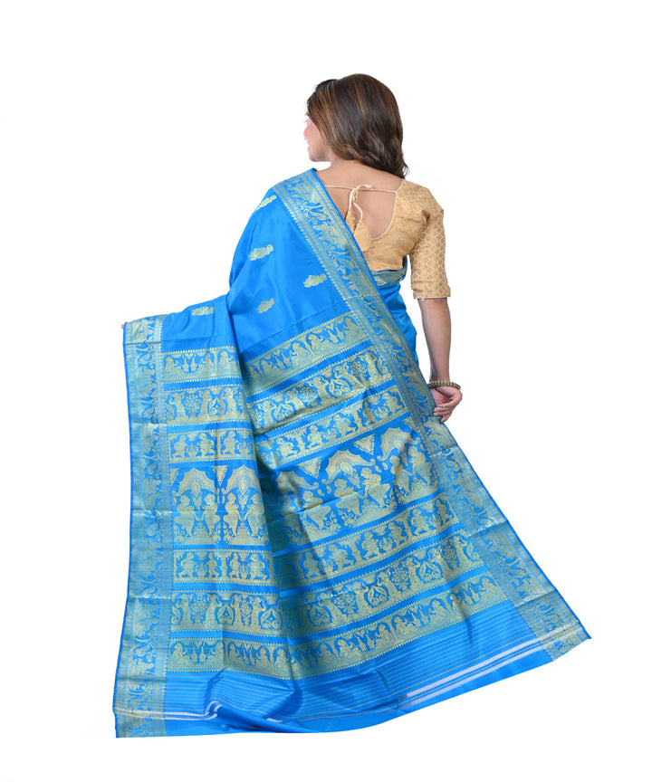 Sky blue hand woven baluchari silk saree