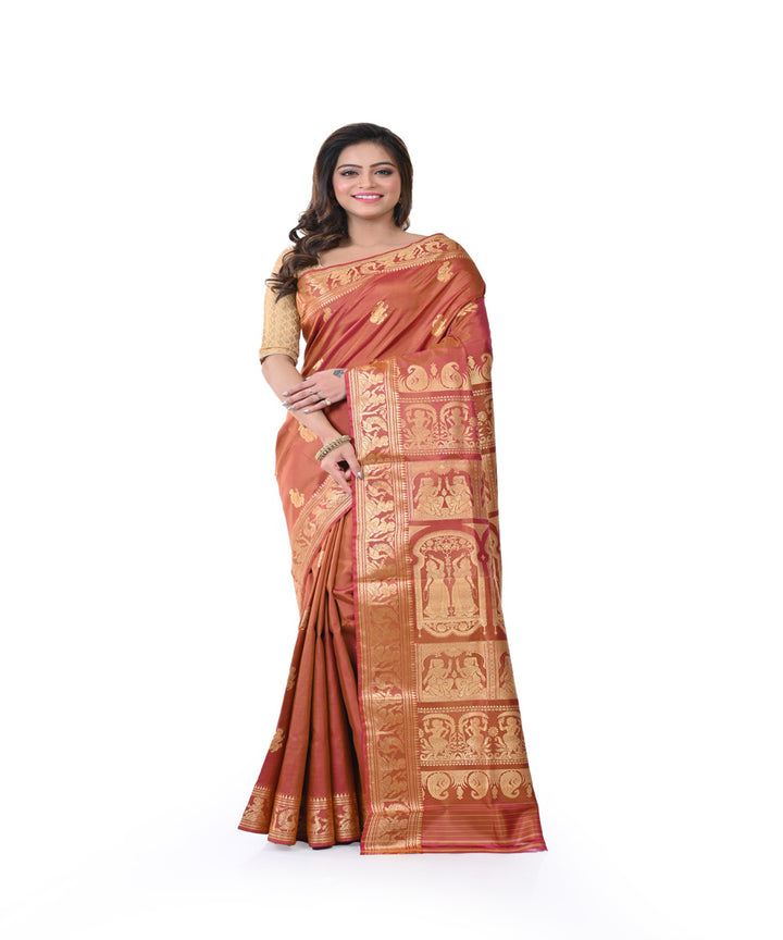 Brown handwoven baluchari silk saree