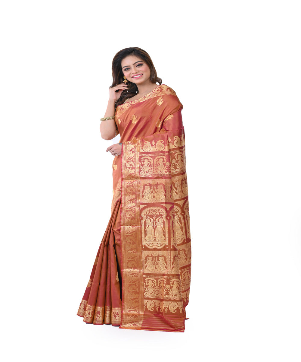 Brown handwoven baluchari silk saree