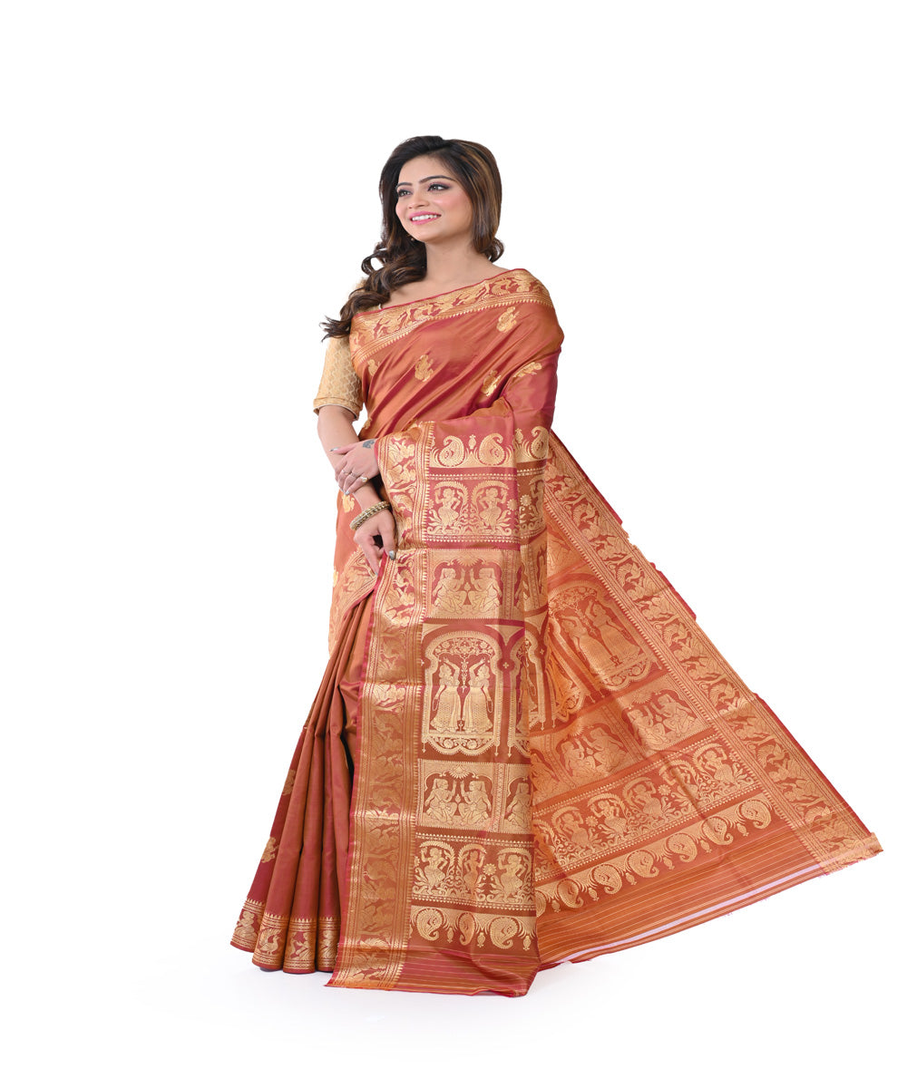 Brown handwoven baluchari silk saree