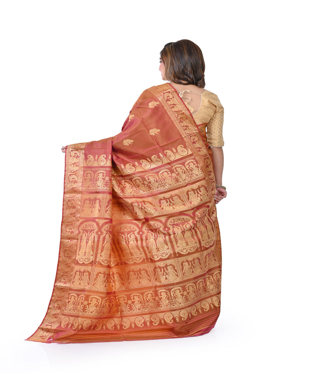 Brown handwoven baluchari silk saree