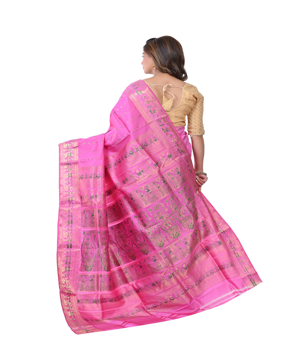 Pink hand woven baluchari silk saree