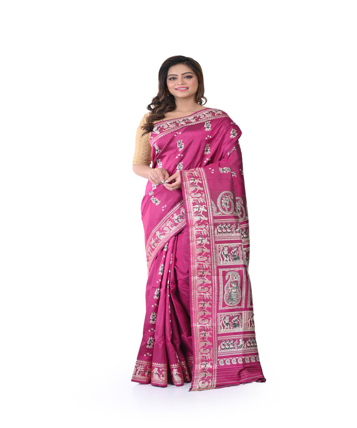 Purple handloom baluchari silk saree