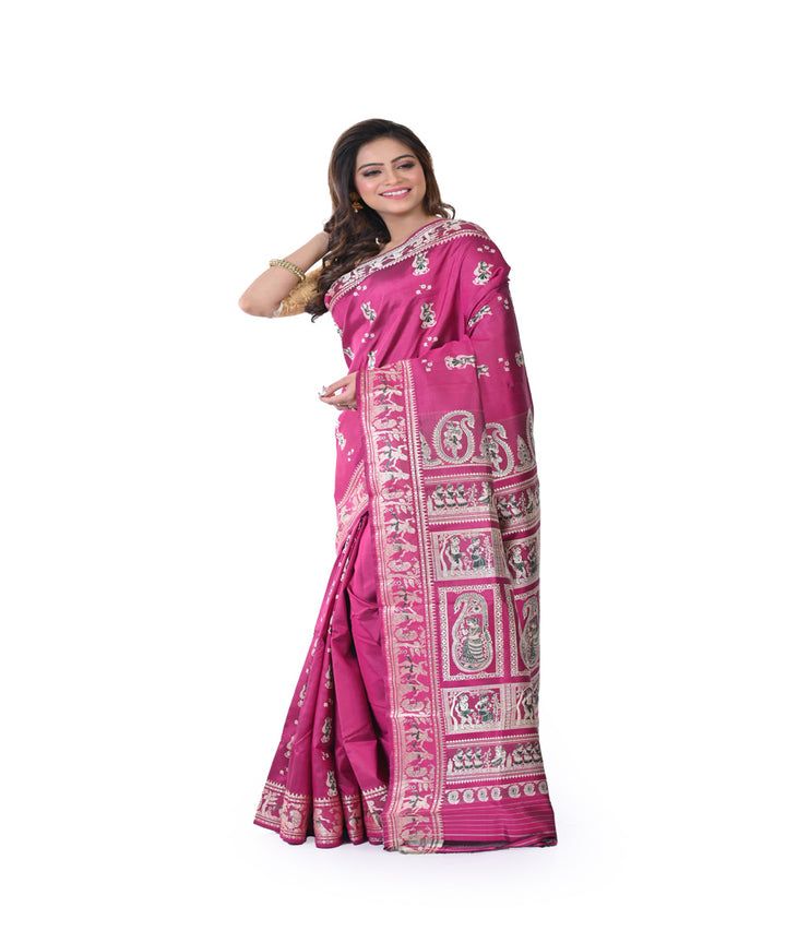 Purple handloom baluchari silk saree