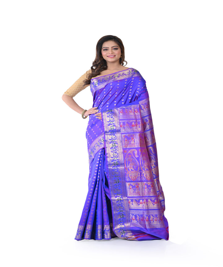 Navy blue handwoven baluchari silk saree