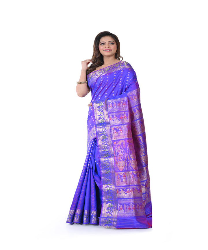 Navy blue handwoven baluchari silk saree