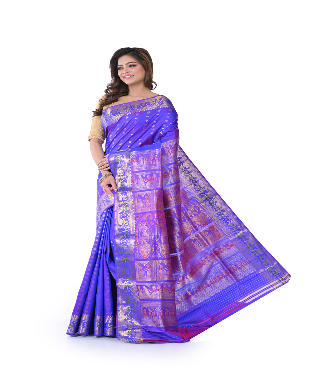 Navy blue handwoven baluchari silk saree