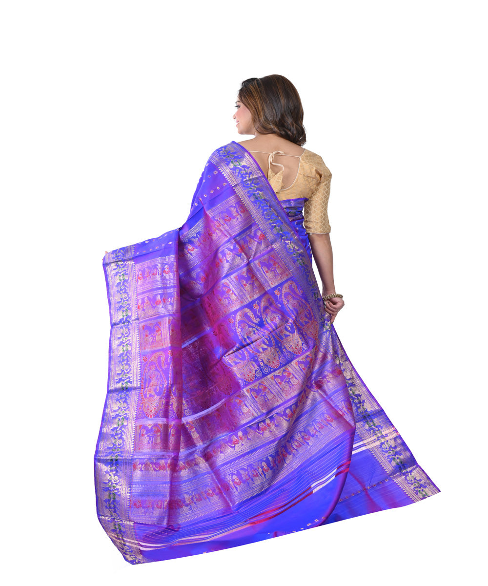 Navy blue handwoven baluchari silk saree