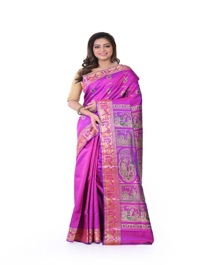 Purple hand woven baluchari silk saree