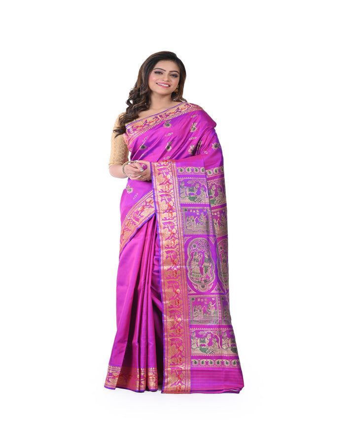 Purple hand woven baluchari silk saree