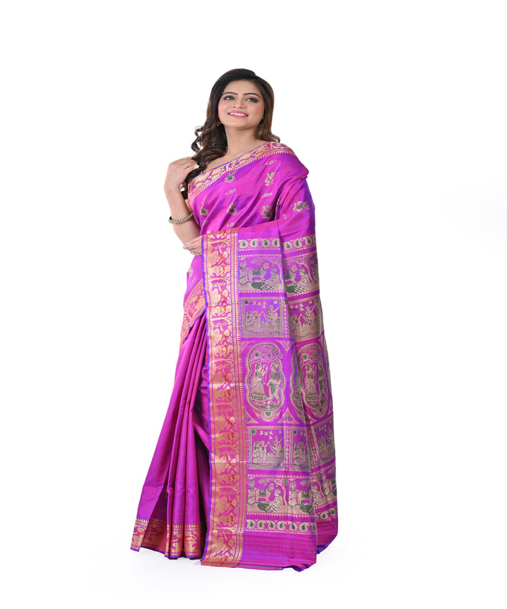 Purple hand woven baluchari silk saree