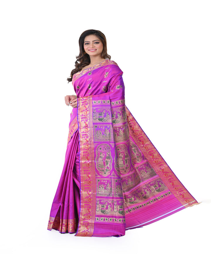 Purple hand woven baluchari silk saree