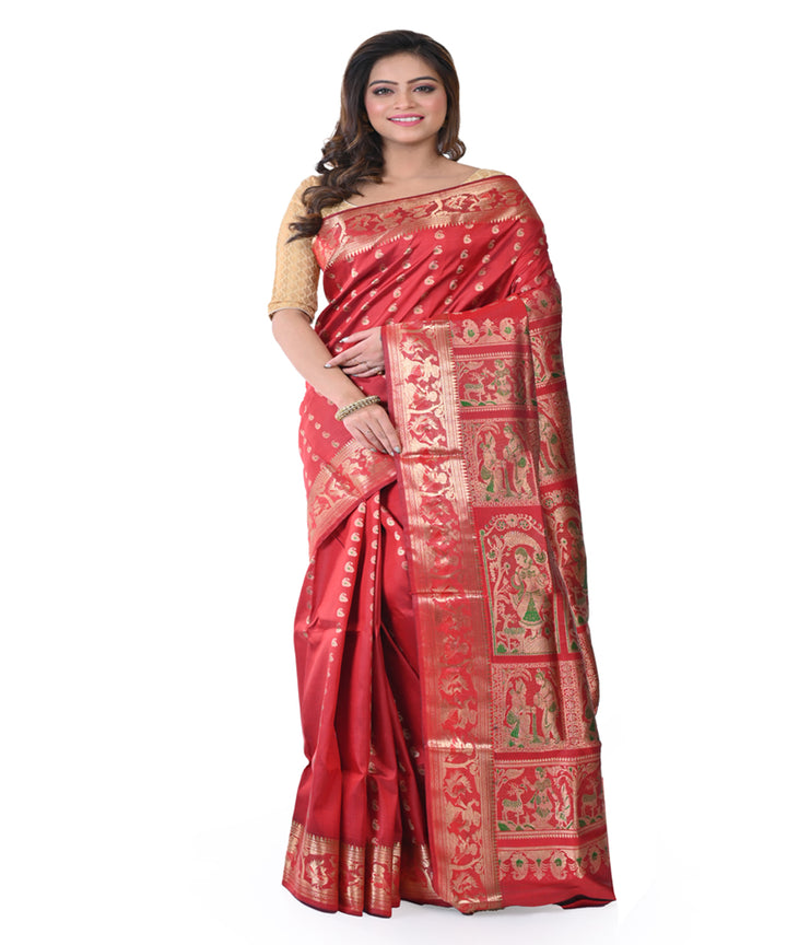 Brown hand woven silk baluchari saree