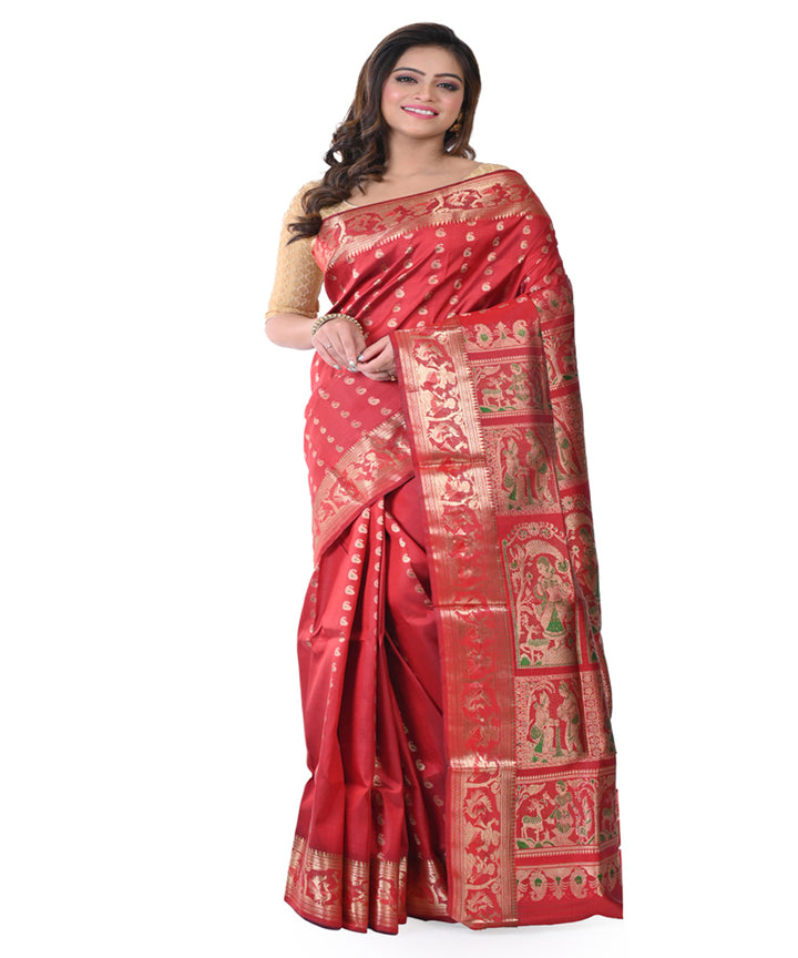 Brown hand woven silk baluchari saree