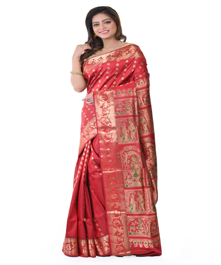 Brown hand woven silk baluchari saree