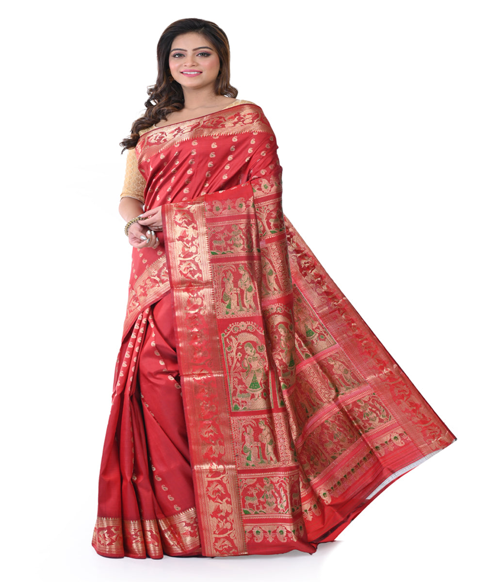 Brown hand woven silk baluchari saree