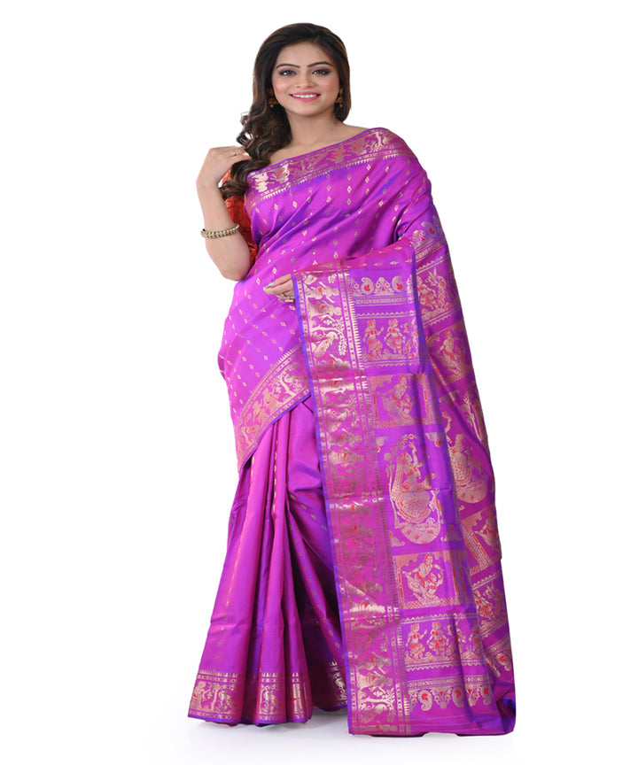 Purple hand loom baluchari silk saree