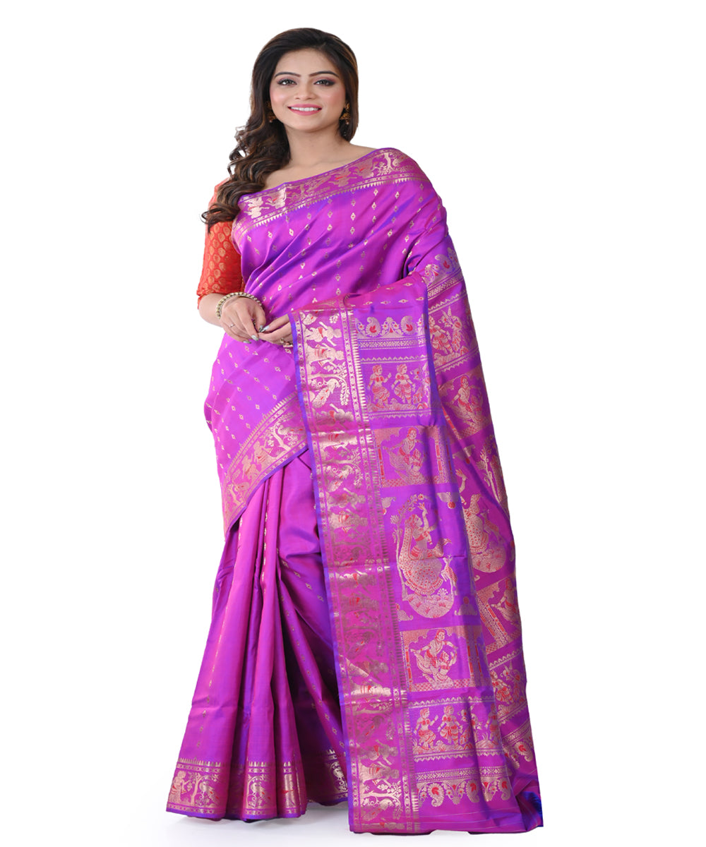 Purple hand loom baluchari silk saree