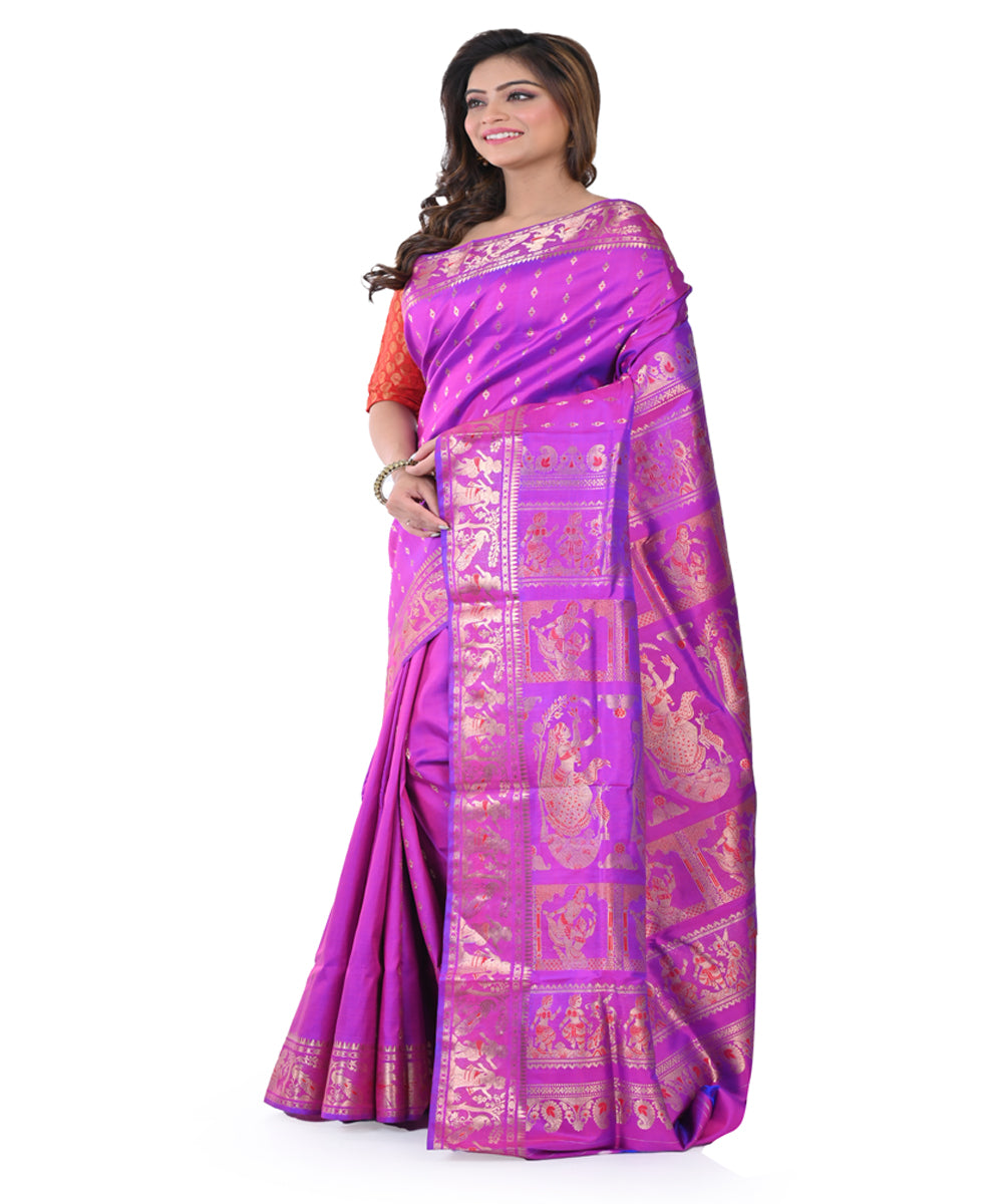 Purple hand loom baluchari silk saree