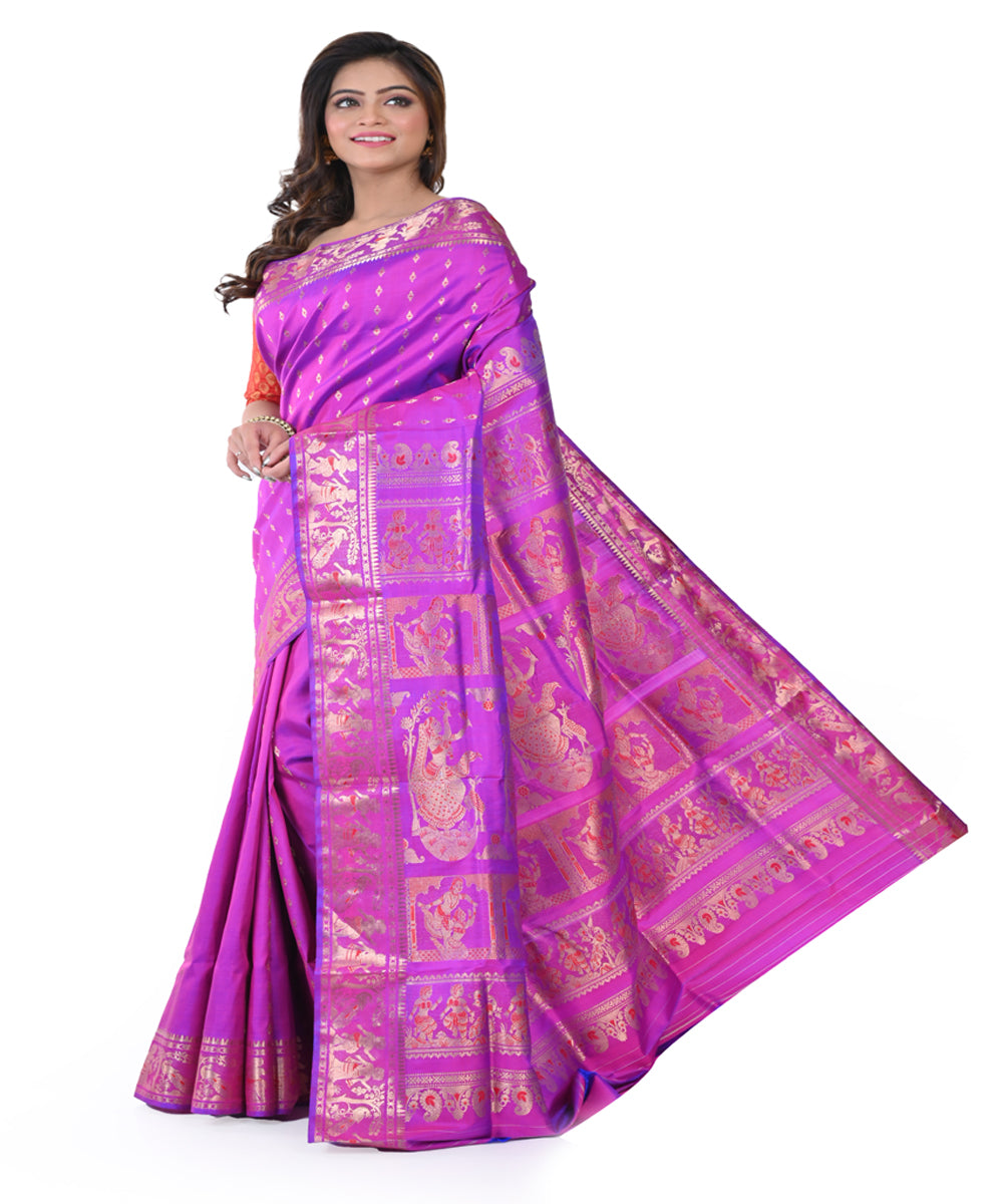 Purple hand loom baluchari silk saree