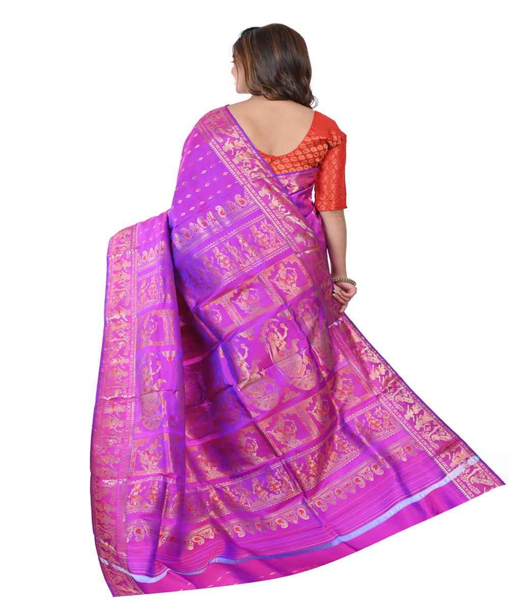 Purple hand loom baluchari silk saree